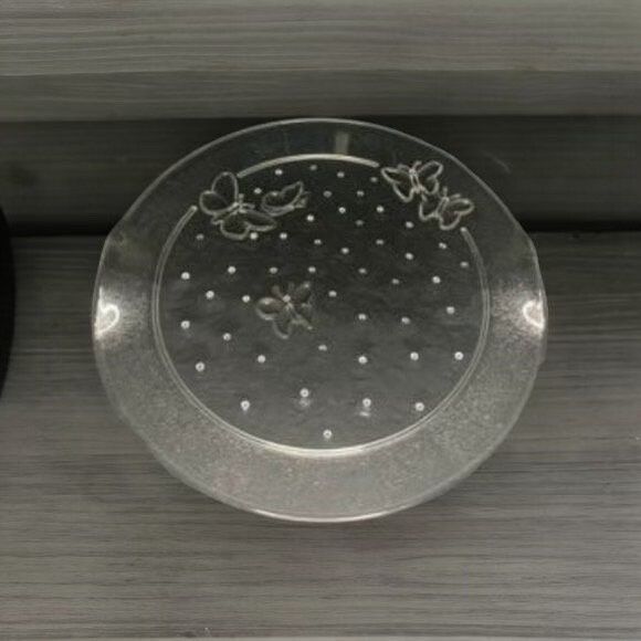 IVV Glass CHEESE Plater "Collezione 1" beautiful butterfly design 12" - Picture 2 of 2